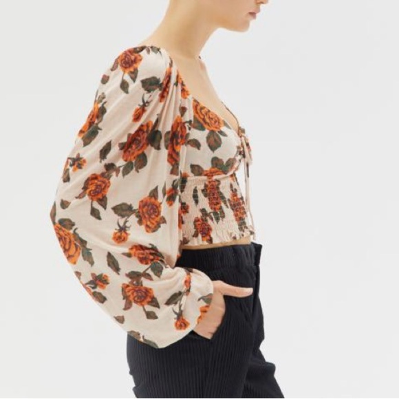 Urban Outfitters Old Soul Smocked Top w Bishop Sleeves in Earthy Fall Colors. S - Picture 2 of 11